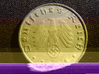 1944 - German - Ww2 - 10 - Reichspfennig - Germany - Nazi Coin - Swastika - World - 82 - W - Cent photo