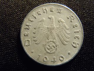 1940 - German - Ww2 - 5 - Reichspfennig - Germany - Nazi Coin - Swastika - World - Ab - 6 - Cent photo