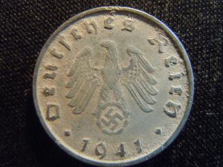 1941 - B - German - Ww2 - 10 - Reichspfennig - Germany - Nazi Coin - Swastika - World - Ab - 2969 - Cent photo