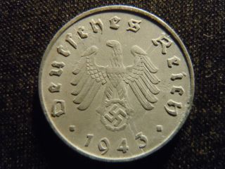 1943 - D - German - Ww2 - 10 - Reichspfennig - Germany - Nazi Coin - Swastika - World - Ab - 2828 - Cent photo