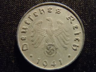 1941 - D - German - Ww2 - 10 - Reichspfennig - Germany - Nazi Coin - Swastika - World - Ab - 2831 - Cent photo