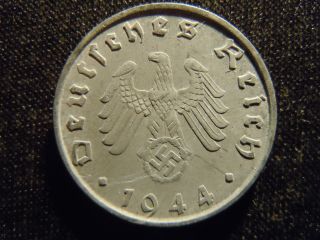 1944 - B - German - Ww2 - 10 - Reichspfennig - Germany - Nazi Coin - Swastika - World - Ab - 2827 - Cent photo
