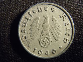 1940 - German - Ww2 - 10 - Reichspfennig - Germany - Nazi Coin - Swastika - World - 25 - Y - Cent photo