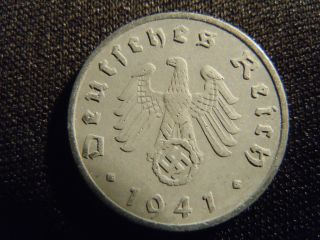 1941 - German - Ww2 - 5 - Reichspfennig - Germany - Nazi Coin - Swastika - World - 29 - Y - Cent photo