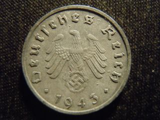 1943 - F - German - Ww2 - 10 - Reichspfennig - Germany - Nazi Coin - Swastika - World - Ab - 2843 - Cent photo