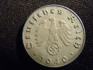 1940 - German - Ww2 - 5 - Reichspfennig - Germany - Nazi Coin - Swastika - World - 30 - Y - Cent photo