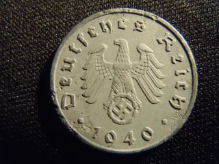 1940 - German - Ww2 - 5 - Reichspfennig - Germany - Nazi Coin - Swastika - World - 32 - Y - Cent photo