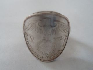 1937 ' German 3rd Reich ' 2 - Mark Coin Ring Size 11 photo