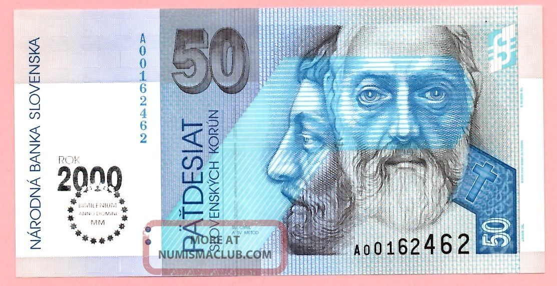 Slovakia 50 Korun 1993 (2000) Crisp Uncirculated Banknote - Bimilenium Scarcer Europe photo