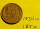 1934 - D 1c Bn Lincoln Cent - Fine Wheat Penny (185x) Small Cents photo 1