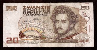 World Paper Money - Austria 20 Schilling 1986 P148 @ Fine Cond.  379 photo