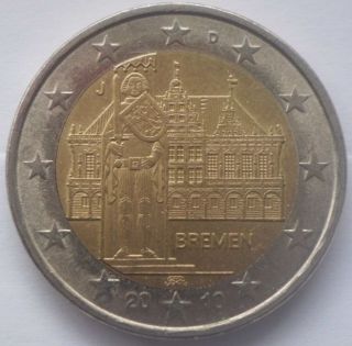 Germany 2 Euros 2010 - City Hall And Roland - Bremen 