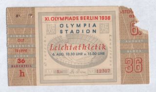 Germany Reich Iii 1936 Olympics Ticket 6 Aug.  Track And Field Athletics Rare. photo