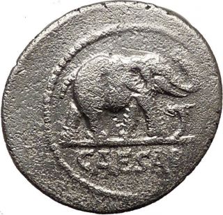 Julius Caesar Roman Republic 49bc Silver Ancient Coin Elephant Rare I36522 photo