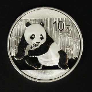 2015 China 10y 1oz.  999 Fine Silver Panda Coin photo