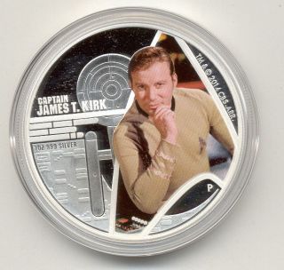2015 1oz Silver Pr Coin Cpt James T Kirk Star Trek Perth Australia photo