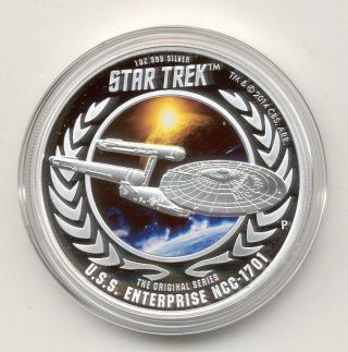 2015 1oz Silver Pr Uss Enterprise Ncc - 107 Star Trek Coin Perth Australia photo