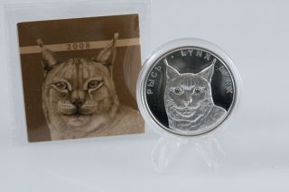 2008 Belarus Lynx Proof Silver 20 Rubles Coin.  999 Silver, photo