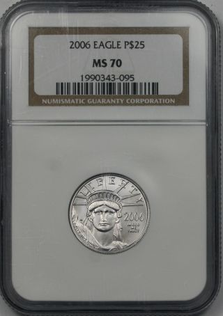 2006 Platinum Eagle $25 Quarter - Ounce Ms 70 Ngc 1/4 Oz Platinum.  9995 photo