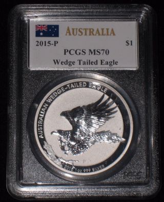 2015 Australia Silver - Wedge Tailed Eagle - Ms70 - Mercanti Signed - Pcgs Coin photo