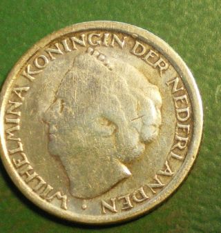 Netherland - Holland Silver 1948 World War 2 - 10 Cent Good Grade Coin 0954 photo