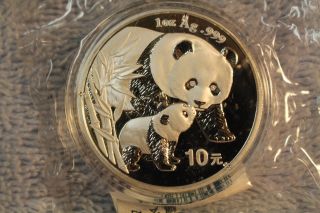 2004 Panda China10 Yuan One Ounce Silver Coin photo
