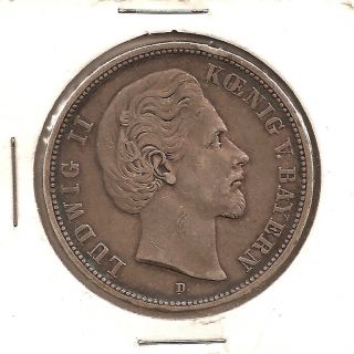 1874 - D,  Bavaria German States,  5 Mark,  Large Silver Coin photo