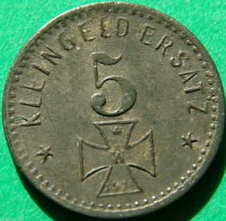 Ww I German Notgeld Coin 1918 Stadt Waldsee 5 Pf Extrem Scarce photo