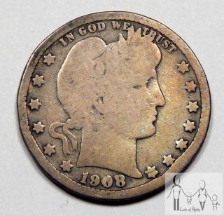 1908 O Good Details Barber Silver Quarter 25c Us Coin - photo