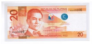 Xd 666666 2014 Philippines 20 Peso Ngc (generation Cu) Aquino Iii Solid No. photo