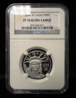 2006 W American Eagle P$50 Pf70 Ultra Cameo 1/2oz Platinum Statue Of Liberty Ngc photo