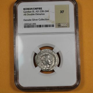 238 - 244 Ad Gordian Iii Ar Double Denarius Ngc Xf - Roman Empire - Silver (095) photo