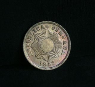 1947 Peru 1 Centavo World Coin Km211a Radiant Star One Cent Un Peruana photo