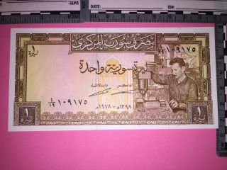 Syria 1 Pound 1978 Crisp Uncirculated Banknote photo