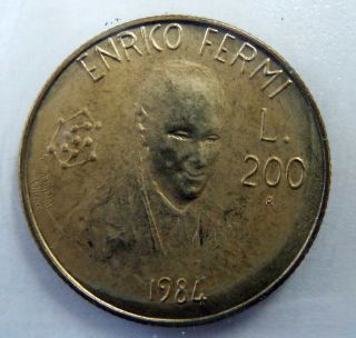 San Marino 200 Lire,  1984 Unc Enrico Fermi Rare photo