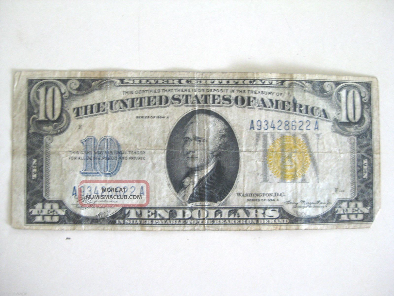 1934 A $10 Silver Certificate Large Size Notes photo