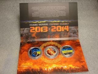 3 Coin 2015 Ukraine Euromaidan,  Revolution Of Dignit In The Souvenir Booklet photo