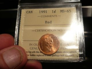 1991 Canada One Cent Iccs Ms - 65 Red Gem Awesome Lustre photo