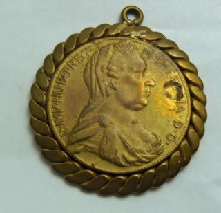 1780 Austria 1/2 Thaler Silver Gold Plated In Antique Gp Bezel Coin Jewelry photo