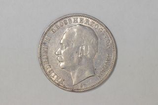 1912 - G 3 Mark Germany Baden.  900 Silver Coin Km 280 (850) photo