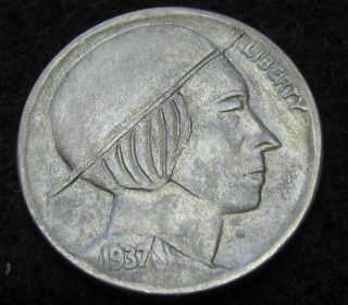 Hobo Nickel 1937; Cap On Backward photo