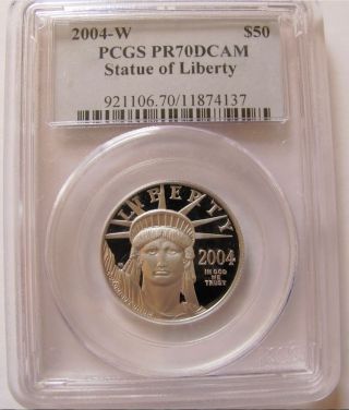 2004 - W $50 Statue Of Liberty,  Dc (proof) Platinum Pcgs Pr - 70 photo