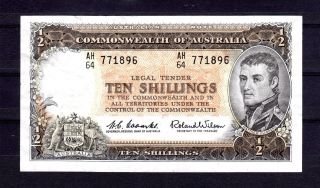 1961 Australian Ten Shilling Note,  Coombs/wilson.  Circulated. photo