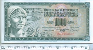 Yugoslavia 1000 Dinara 1981 P 92 Uncirculated Women And Farm Heritage Banknote photo