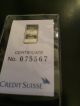 Credit Suisse Certified 1 Gram Platinum Bar 999.  5 Statue Of Liberty Rare Nr Platinum photo 1