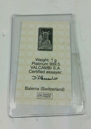 Credit Suisse 1 Gram.  9995 Platinum Bullion Bar photo