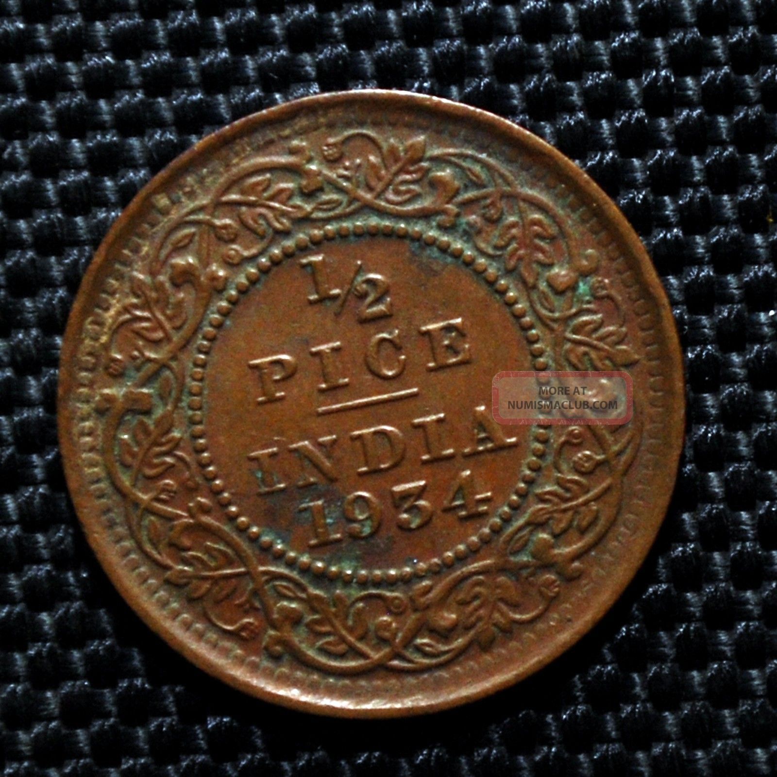 India 1934 King George V 1 2 Pice Coin Calcutta Rare india-1934-king-george-v-1-2-pice-coin-calcutta-rare