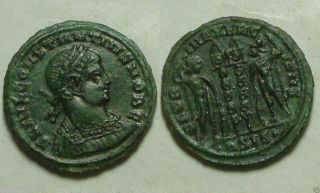 Constantius Ii As Caesar Rare Ancient Roman Christian Coin/soldiers photo