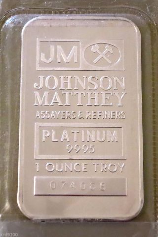 Johnson Matthey 1 Oz.  9995 Platinum Bar 074068 - Nr photo
