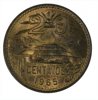 Mexico 20 Centavos,  1965 Lustrous Unc Coin photo